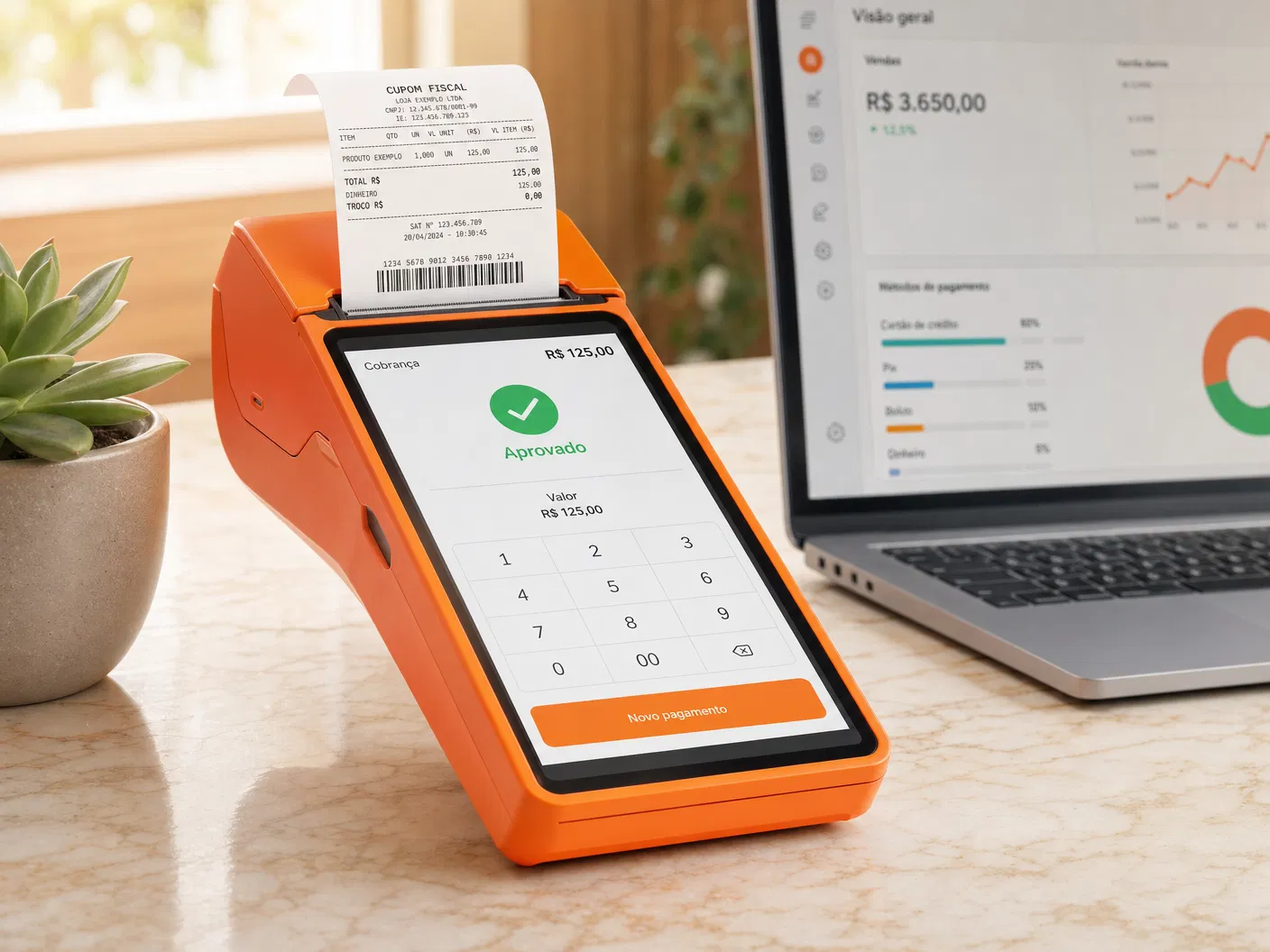 Maquininha SmartPOS da Rede integrada ao Soft-Fácil